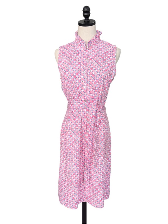 J Mclaughlin Dresses & Skirts - J McLaughlin Doris Ruffle Neck Dress in Pink Geo | MEDIUM